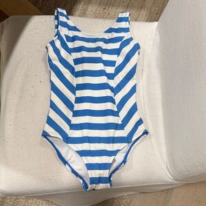 Hanna Andersson White and Blue Striped Kids One-Piece Swimsuit